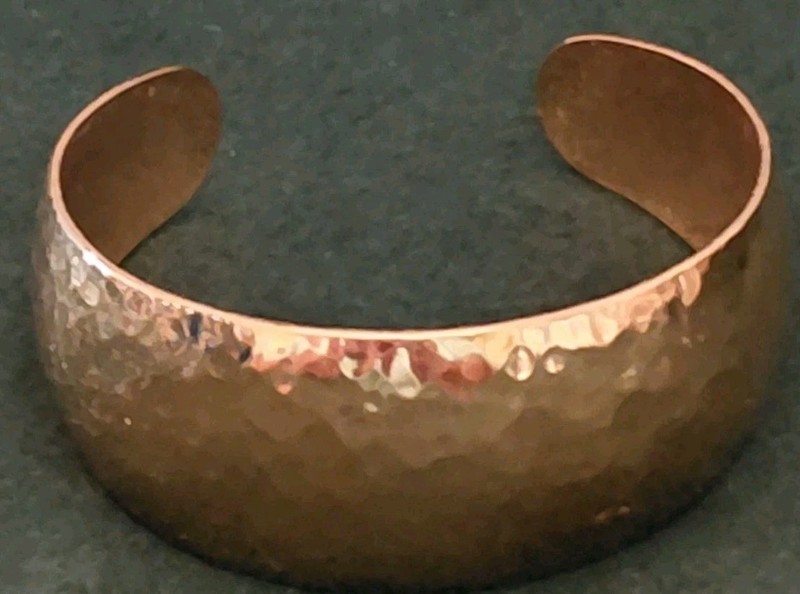 Vintage Signed Monet Gold Tone 1" Wide Hammered Cuff Bangle Bracelet