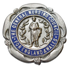 The General Nursing Council For England Wales 1945 Nurses Enamel Brooch Badge