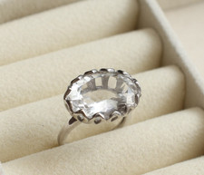 Large Crystal Quartz Cocktail Ring 925 Sterling Silver Engagement Women Ring