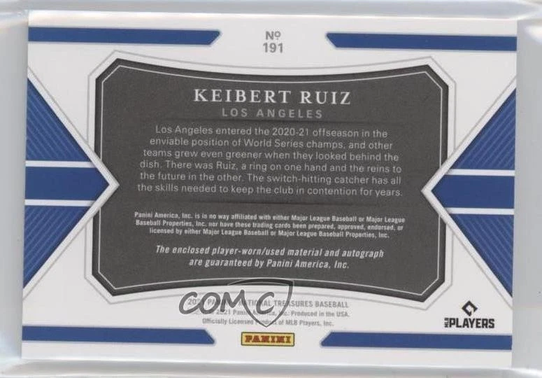 2021 National Treasures Material Signatures Gold /49 Keibert Ruiz Rookie Auto RC - Image 2 of 2