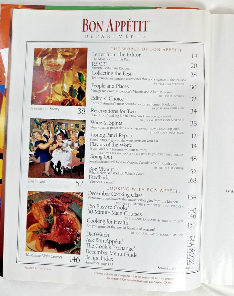 VTG Bon Appetit Magazine Thanksgiving Christmas Holiday November December 1994 - Image 3 of 3