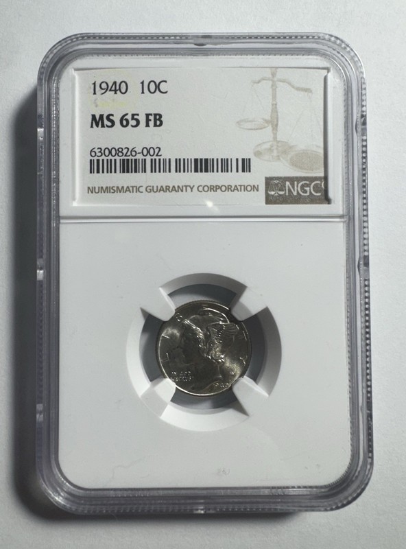 1940 10C Mercury Dime  NGC MS 65 FB