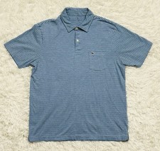 Vineyard Vines Men's Medium Classic Fit Striped Polo Shirt - Blue White