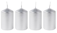 Metallic-Stumpenkerzen Silber 4Er-Set Adventskerzen Weihnachtskerzen Tischdeko