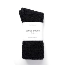 Inerney Fuzzy Socks for Women Men Gifts, Warm Cozy Fluffy Cloud Black 1 Pair
