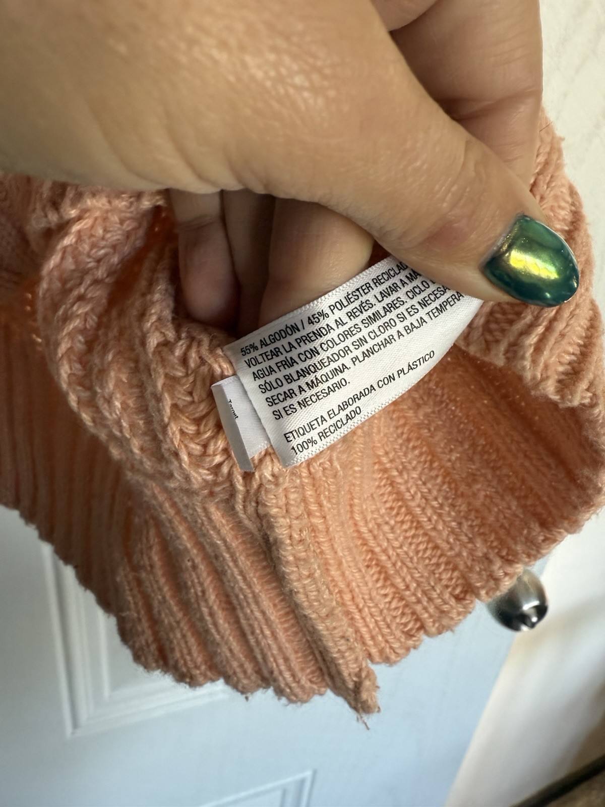 Universal thread light orange chunky pullover swe… - image 4