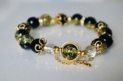 Schimmerndes schwarzes verträumtes Kristall Perlen Armband