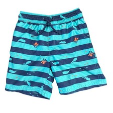 Carters Just One You Boys 5T Swim Trunks Blue Striped Whale Octopus Nautical