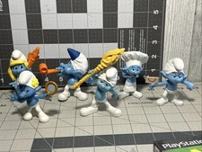 Smurfs Movie Figures Lot of 6 McDonalds Happy Meal Toys 2011 Peyo 3” PVC