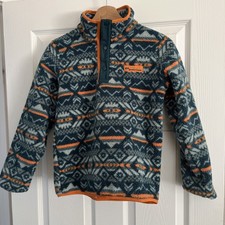 Boys Medium Columbia Fleece Pullover Orange And Green Sherpa