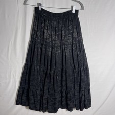 Womens Black Jacquard Skirt Floral Victorian Goth Whimsigoth Fairy Vamp One Sz