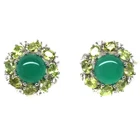 Green Agate Green Peridot Earrings 925 Sterling Silver Handmade