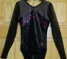 DREAMLIGHT Leotard Stunning Sheer Long Sleeve Gymnastics Competition Girls 10-12