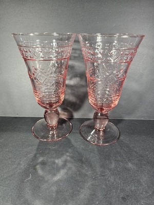 Mikasa Studio Nova Adironack Southwestern Pink Water Goblet Glass Set of 2 