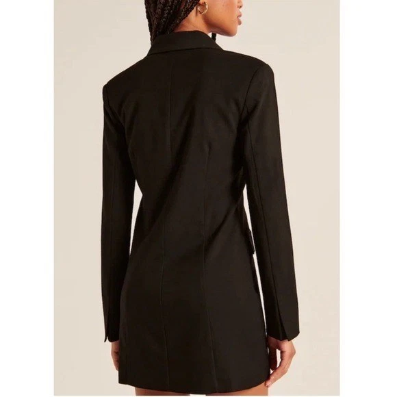 Mini Vestido Blazer Doble Pecho Crepé Abercrombie & Fitch Preppy Negro Pequeño Foto 3 de 4