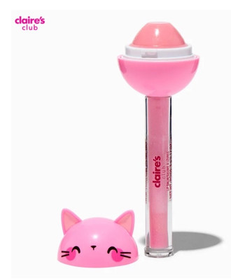 Claire's Club Pink Cat Lip Duo ~ Lip Gloss & Balm~New Without A Box
