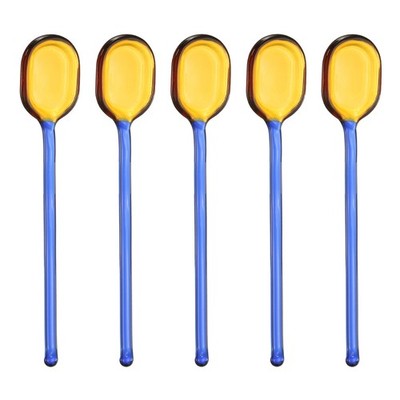 5 Pcs Glass Coffee Spoons, Coffee Stirring Spoon Blue