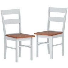 HOMCOM Farmhouse Armless Dining Chairs, Set of 2 with Open Back, Light Gray