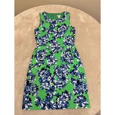 J.Crew Dress Womens Size 00 Green Blue Floral Sleeveless Fit & Flare