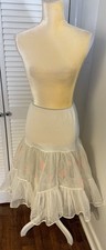 Vintage 50  s Ruffled Petticoat Crinoline Tulle Size S Beige Coral Polka Dots