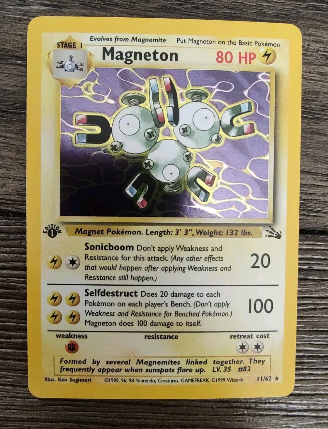Pokemon Fossil Holo Rare Magneton 1st Edition 11/62 NM-MINT