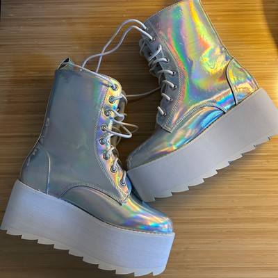 YRU Blow Hologram Platform Boots Size 8