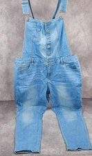 Vintage Wax Jean Women Blue Bib Jeans Pants Overall Jumpsuit Romper Size 3XL