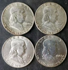 1960, 1962, 1962 D, and 1963 D 50c Franklin Silver Half Dollars