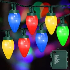 C7 100 LED Battery Operated Christmas Lights,Battery Powered Waterproof Bulbs...