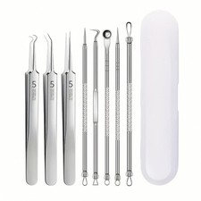 8 Piece Stainless Steel Blackhead Remover Pimple Extraction Kit Comedone Tool