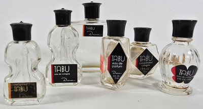 Vintage TABU Dana Perfume Cologne Bottle Lot   8 Empty Bottles, Mixed Style