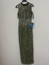 New Mac Duggal Olive Green Sleeveless Sequined 93603 Maxi Dress 93603 Size 0