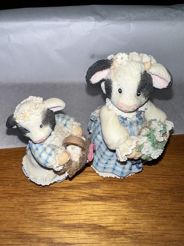 Mary Moo Moos 1995 Enesco Milk Maid And Flour Girl Cow Figurines (2) Pc Set VGUC - Picture 4 of 12