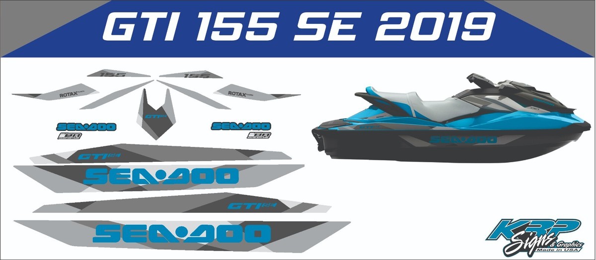 SEADOO GTI 155 SE 2019 Graphics Decal Sticker Kit BLUE GREY