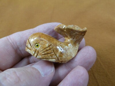 (Y-WHA-SP-40) tan WHALE MOBY carving SOAPSTONE PERU figurine love little whales