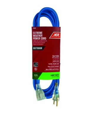 Ace Weather 15ft 16/3  Extension Cord Lighted indicator  Female End 13 amps