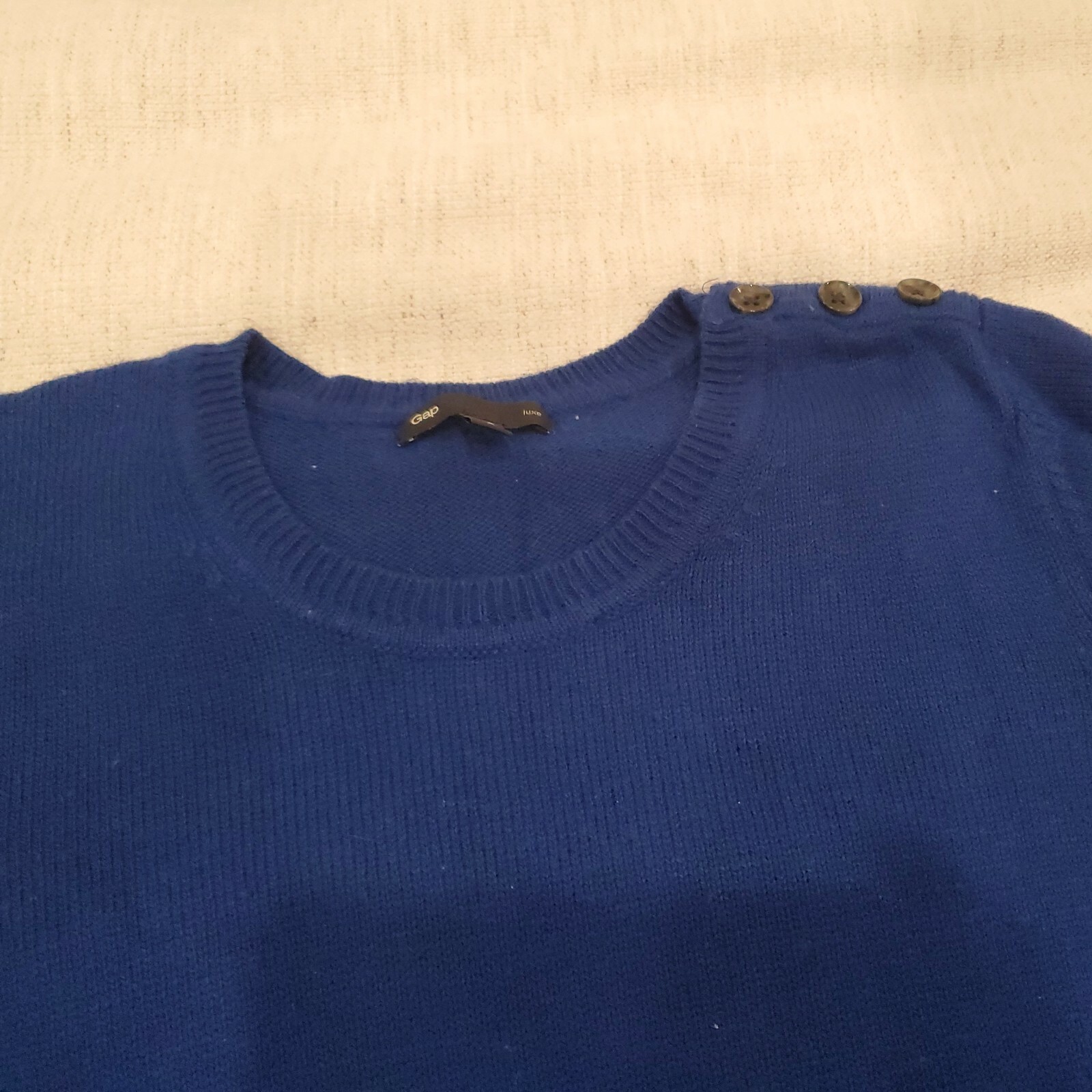 Gap Pullover Sweater Blue Button Accents Medium - image 3