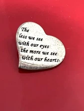 Vintage Heart Necklace 925 Sterling Silver See With Your Eyes/Heart 16” Ex Cond