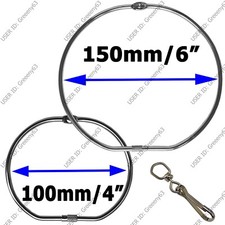 Large Heavy Duty Jailers 100mm/ 4" 150mm/ 6" Steel Hinged Key Ring + Swivel Hook