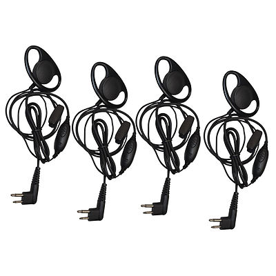 4-Pack D Shape Earpiece Headset for Motorola CLS CT DTR FD MV RDU SV SU Series
