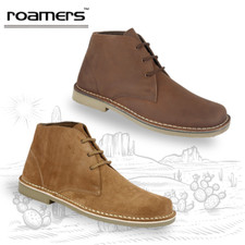 Mens Desert Boots Wide 3 Eyelet Roamers Casual Suede & Waxy Ankle Chelsea Shoe
