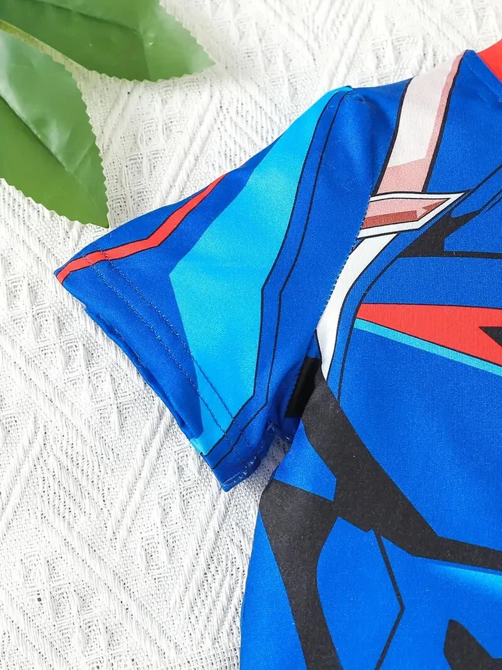 YOUTH CAPTAIN AMERICA PAJAMAS Kid's/Boy's PJs Shirt & Shorts (Pick Ur Size) - Image 3 of 4