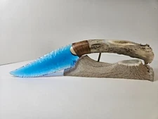 Cobalt Blue Glass Knife~Flint Knapping Art~Unique and Rare Gifts~Perfect Flaking
