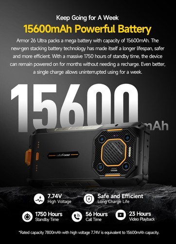 Smartphone robusto Ulefone Armor 26 Ultra Walkie Talkie 5G 24 GB/512 GB UHF/VHF DMR - Foto 8 di 9