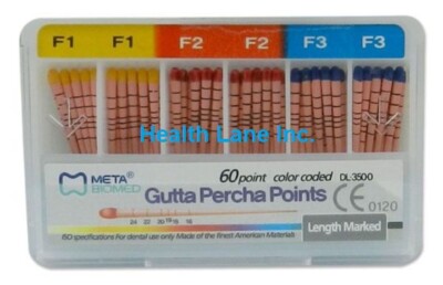 Meta Biomed Endodontic Gutta Percha Points Length Marked F1 F2 F3 Bx/60