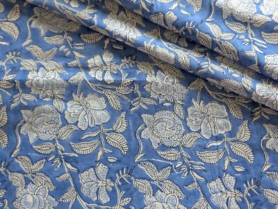 Traditionelle indische 100 % Baumwolle Handblock bedruckt Kleid Material Handwerk Stoff