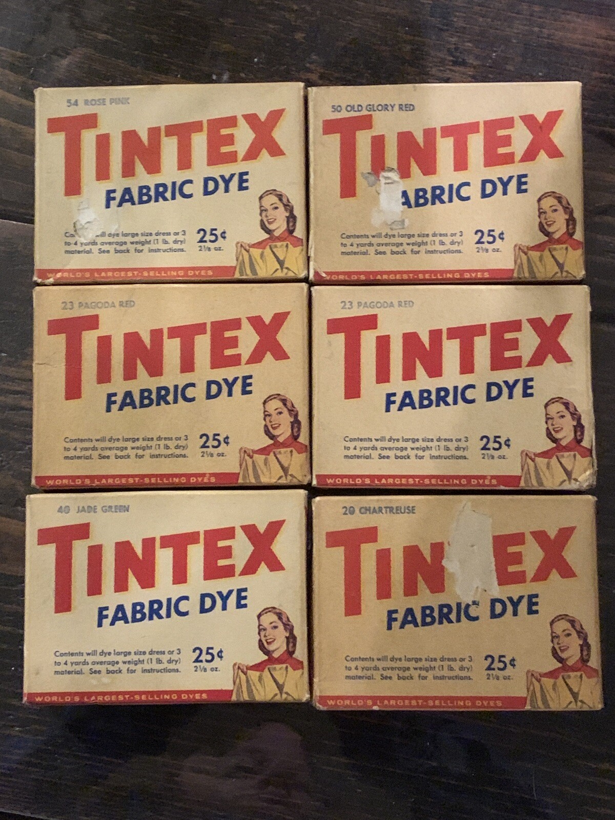 Vintage Tintex Fabric Dye Lot Of 6 Unused Unopened Packs Red Green eBay