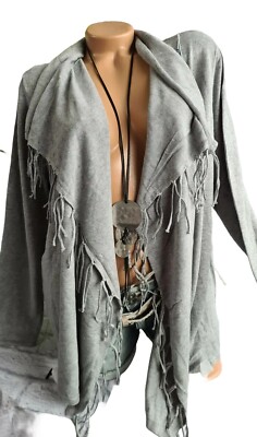 CECIL Strickjacke Pullover Cardigan Damen grau Langarm Fransen (0 013) NEU