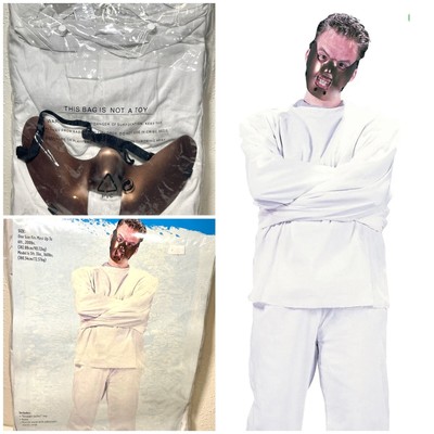 Vtg Fun World Halloween Costume Max Restraint Straight Jacket W/Lecter Mask NOS