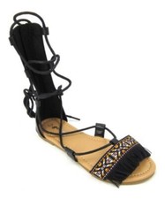 NEW Ositos Toddler Girl's 11 Gladiator Sandals - Black Geometric